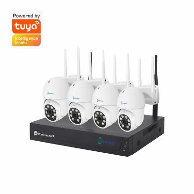 China PAN-TILT PTZ Dome IP Camera 4ch NVR CCTV Camera System Wireless Surveillance 1080P Pan and Tilt Function for sale