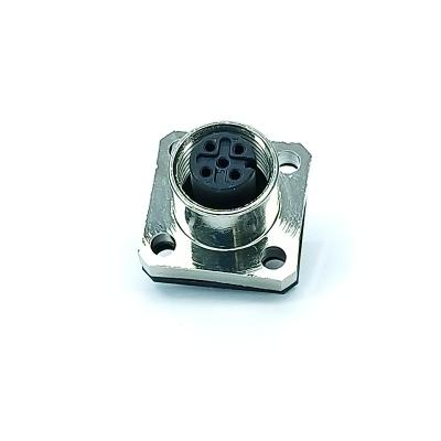 China Chinese manufacturer automotive M12 square flange socket connector 2 3 4 5 6 8 12 17pin connector m12 5pin connector for sale