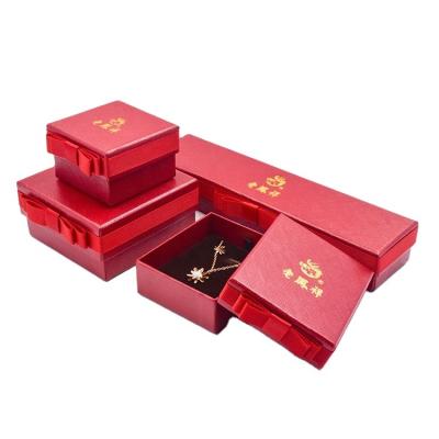 China Jewelry Gift Box Ribbon Cardboard Ring Bracelet Necklace Pendant Box Jewelery Sotrage Packaging Box New for sale