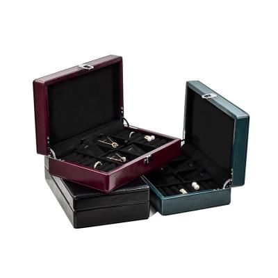 China Jewelry box Order Luxury Size Model Red Black Mad Cow Leather Buckle Jewelry Packaging Boxes for sale