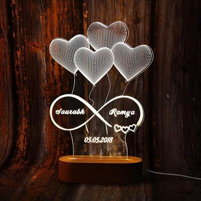 China Modern Custom Creative Anime Photo Lamparas Table Room Decor Night Light 3D Illusion Desktop Acrylic Lamp Kid's Christmas Base LED for sale