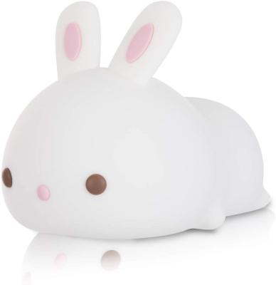 China Modern Soft Silicone Nursery Lamps USB Rechargeable Portable Animal LED Rabbit Lights Color Changing Night Light For Kids Room Gifts for sale