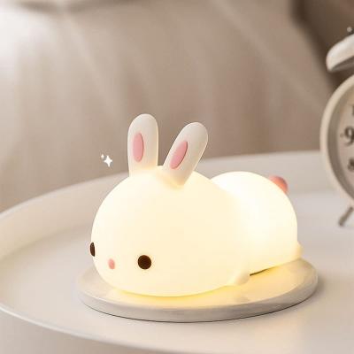 China Modern Indoor Led Child Pat Cute Lamp Rechargeable Lamps Animals Rabbit Shaped Silicone Night Light for sale