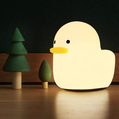 China Lovely Soft Touch Silicone Duck Gift Light Modern Cute Animal Sensory Bedroom Decorative Night Light For Kids Sleeping Lamp for sale