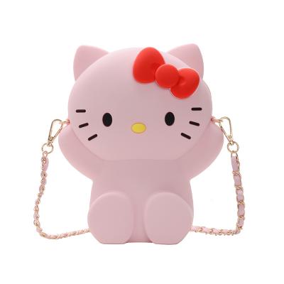 China Women Christmas Gift Travel Bag Rose Cat Shape Silicone Phone Bag Reusable Purse for Kids for sale