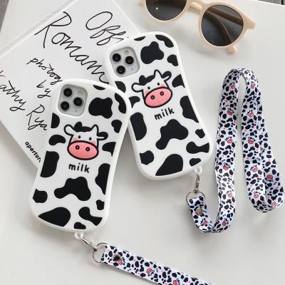 China Anti-drop China wholesale price bulk cow printing design silicone black white phone cases for iphone 11 12 pro max for sale