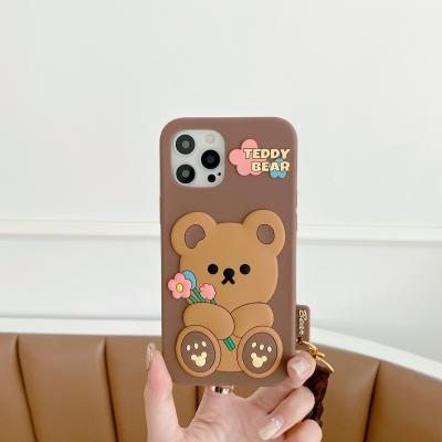 China custom silicone parchute brown cute bare us bears phone case for iphone 12 pro max phone case for sale