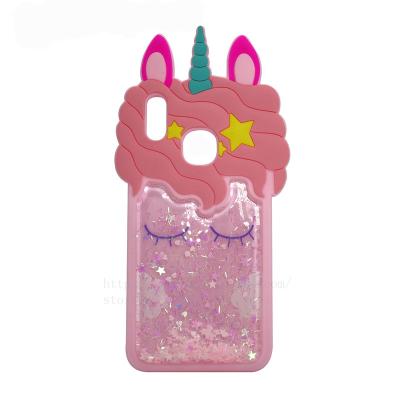 China Pink Anti-fall Quicksand Designer Mobile Phone Case Silicone Unicorn Pattern Quicksand Mobile Phone Case For i 13 Pro Phone Case for sale