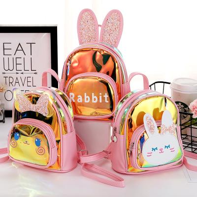 China Small children leather kids mini sequins backpack school bookbags waterproof shiny sequin rabbit ear backpack for kid girls for sale