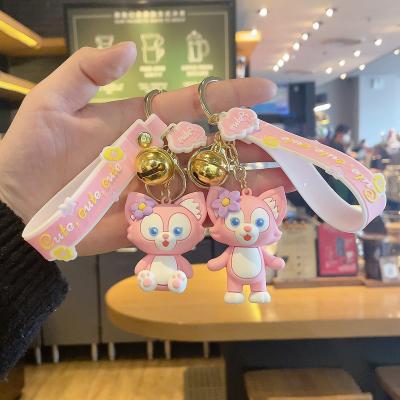 China Cute linabell keychain 3D PVC kawaii cartoon character key chains ring Disney cute pink linabell key chain for sale