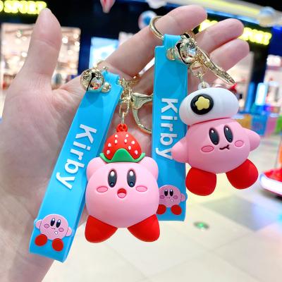 China llavero cute plastic pink kirby key chain cartoon kirby kawaii key chain 3d self-defense security keychain pvc kirby key chain for sale