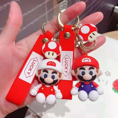 China Cute Kawaii 3D Designer Cartoon Mario PVC Rubber Super Bros Key Chain Key Chain for sale