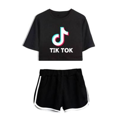 China Breathable two piece short sleeve woman little girls matching 14 18 years tiktok teens girls kids clothing shorts tik tok t skirt kids sets for sale