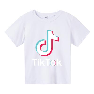 China Breathable Customize tik tok stock t-shirt black stock t-shirt kids boy summer tiktok girl cheap white T-shirts for sale