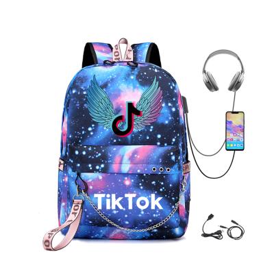 China Hot sale tiktok school backpack bag children kids tik tok anti-theft backpack with USB earphone charging port for sale