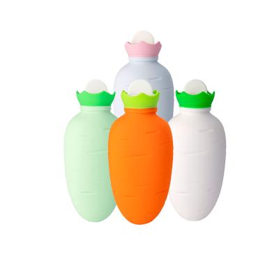 China Hot Water Bag 330ml Microwave Heating Carrot Hand Warmer Silicone Hot Water Bottle For Hand Body for sale