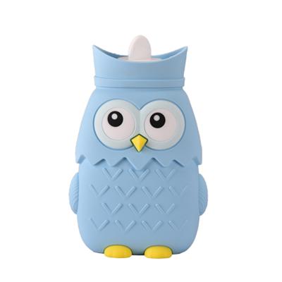 China Hot Water Bag For Hot Water Bottle Cartoon 400ml Pain Relief Silicone Owl Design Portable Rubber Silicon Bag With Knitted Cover For Hot Relaxation for sale