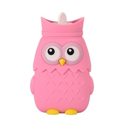 China Pain Relief/Keep Warm China Wholesale Soft Pink Silicon Owl Shape Water Bottle Bag With Knitted Cover For Pain Relief for sale