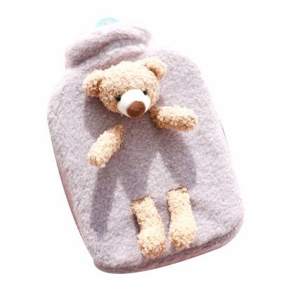 China Pain Relief/Keep Warm Thick PVC Explosion-proof Hot Water Bottle Cute Bear Plush Cover Hot Water Bag 1000ml For Christmas Gift for sale