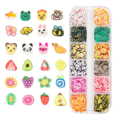 China Mixed DIY Soft Nail Decoration Mini Fruit DIY Charm 3d Stickers Slice Colorful Clay Soft Fruits For Nail Art Mobile Phone Decorations for sale