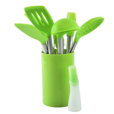 China Japanese Small Silicone Stored Cookware Set In Holder Ceramic Mulit Silicone Hot Spoon Spatula for sale