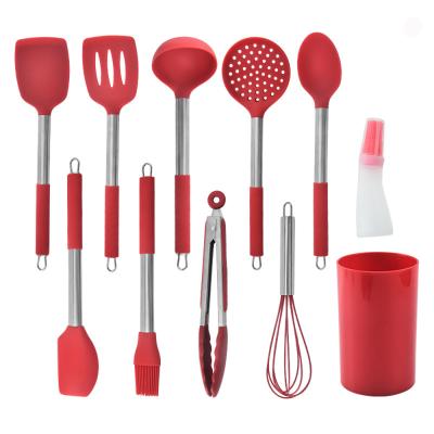 China Stocked 11 Piece Non Stick Silicone Cooking Tools Kitchen Cookware Set for sale