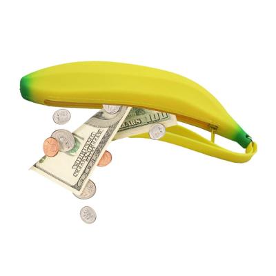 China Generic Cute Fashion Silicone Banana Coin Pencil Case Holder Coin Purse Bag for sale