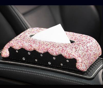 China Used in car lady car interior decoration fabric luxury bling bling box with diamond for sale