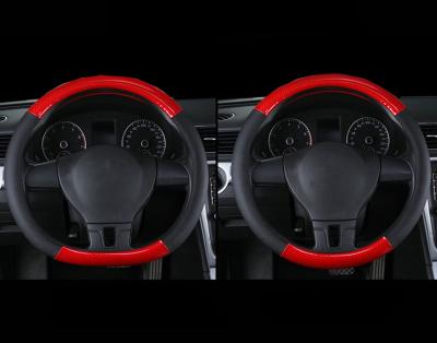 China Hot Selling Sports D Cup Carbon Fiber +Leather Wheel Cover Non Slip Car Steering Wheel Cover for sale