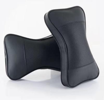 China Pure Black Leather Cars Real Car Head Rest Pillow for sale