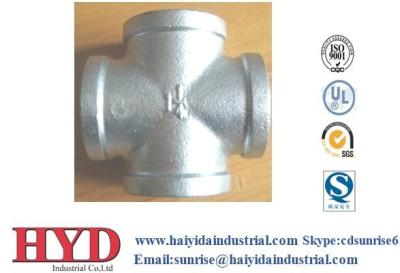 China Cross black malleable iron pipe fitting cast iron UL factory for sale