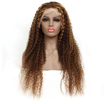 China Top Body Wave Highlight Lace Closure Wigs Front Human Hair Wigs 150% Density Curly Scalp With Baby Hair for sale