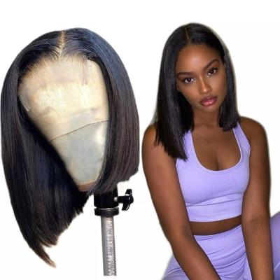 China Virgin Remy Hair Straight Short Bob Wig 12A Yaki Straight 13x4 Lace Frontal Lace Front Human Hair Wigs For Black Women for sale