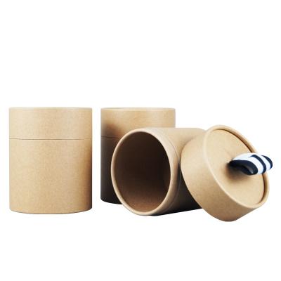 China Recycled Materials Spot Kraft Paper Tube Thickened Tea Box Tea Cup Packaging Glass Round Can Packaging Loose Tube Tea Box Customization for sale