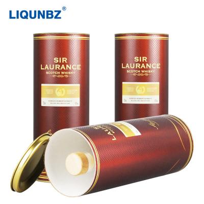 China High-end gift box, thickening, portable, shockproof, and pressure resistant cover of red wine paper tube from recycled tin materials manufacturer, circulated for sale