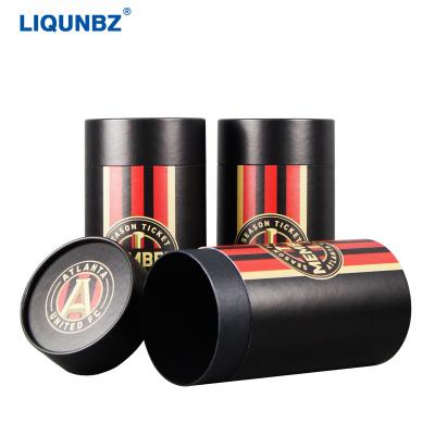 China Recycled Materials Customized Paper Tube Logo Perfume Packaging Paper Box Round Golden Candle Perfume Cylinder Creative Gift Paper Can Customize for sale