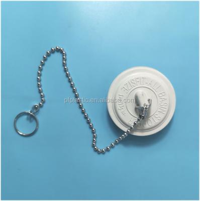 China 50mm Rubber Bathtub Ball Chain Catch Water Sink Strainer Stopper With Stainless Steel And Chain for sale