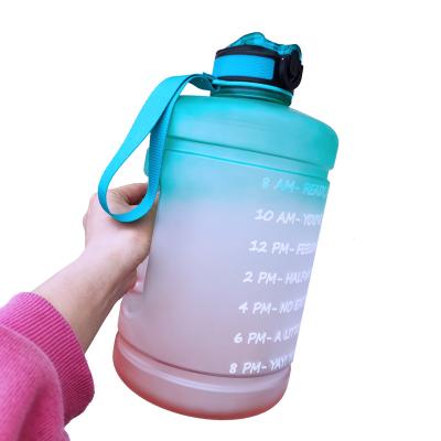 China Viable Gradient Half Gallon 64 Ounce 2.2 Liter Leakproof GYM Motivational Water Bottles With Time Marker for sale