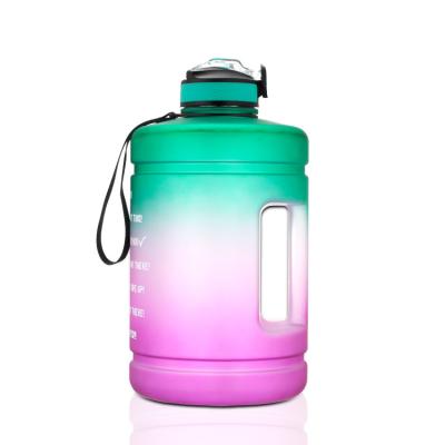 China Viable Gradient Half Gallon BPA Free 64 Ounce 2.2 Liter Leakproof GYM Motivational Water Bottles With Time Marker for sale