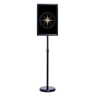 China MERIS Aluminum Adjustable Pedestal Poster Sign Holder 8.5x11 Inch, Black Floor Standing Sign Stand For Shop Office Hotel School for sale