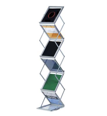 China Brochure Holder Meris 7 Layer A4 Floor Standing Foldable Magazine Rack Brochure Holder Acrylic Display Rack For Trade Show Exhibits Aluminum for sale