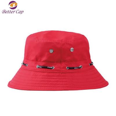 China Cotton Striped Custom Twill Empty Bucket Hat With String Fashionable Custom Size Bucket Adult Hats for sale