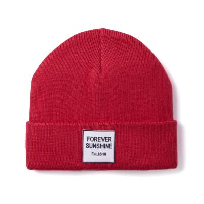 China Wholesale JOINT Beanie Hat Factory Simple Knitted Patch Winter Leather Hat for sale