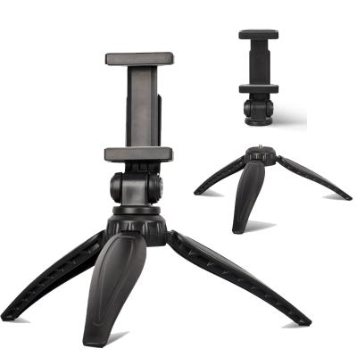 China Cheap Q166I Mini Mobile Phone Tabletop Tripod ABS Phone Tripod With Rotatable Phone Holder 19cm Height Tripod Stand for sale