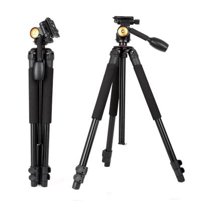 China New List QZSD Q338 Professional Aluminum Video Camera Tripod Stand 189cm With Handle Pan Head And Main Ball Tripod for sale