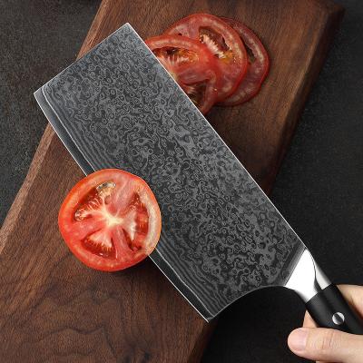 China OEM ODM Viable 7 Inch Professional Damascus Steel Cleaver Cutting Knife for sale