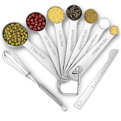 China Stainless Steel Sustainable Dosers Set Of 9 With Egg Beater And Ruler for sale