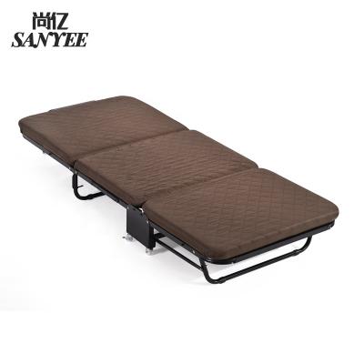 China Foldable steel frame and foam mattress and casters made into metal folding triple bed SY-631 for sale