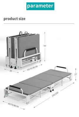 China Foldable Metal Frame Folding Single Bed Folding Caster Bed Folding Bed for sale