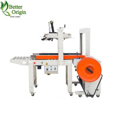 China Hot Selling Food Carton Sealing Machine FXC5050A+DBA200 Automatic Carton Strapping Machine for sale